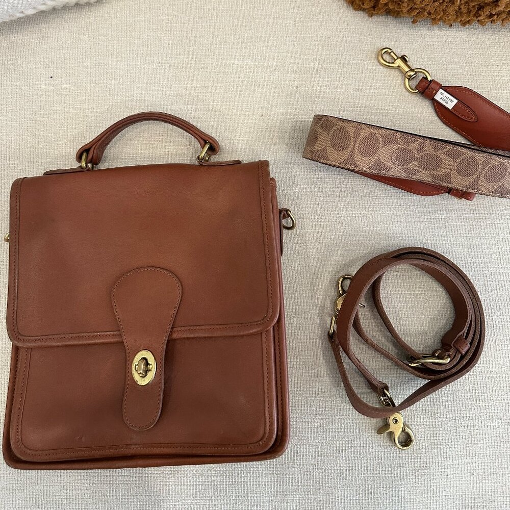 Coach Brown Leather Crossbody Bag with Gold Accents